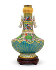 Royal Cloisonne Gold-plated Copper Vase, Lotus and Butterfly Pattern, Masterpiece by Master Liu Yongsen as an exquisite home decor and unique home gifts item