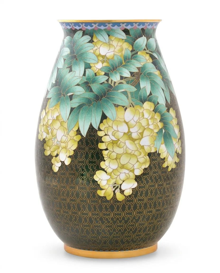 Royal Cloisonne Gold-plated Copper Vase, Locust Flower Pattern, Masterpiece by Master Dai Jialin as an exquisite home decor and unique home gifts item