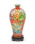 Royal Cloisonne Gold-plated Copper Vase, Flower and Bird Pattern, Masterpiece by Master Ding Minghong as an exquisite home decor and unique home gifts item