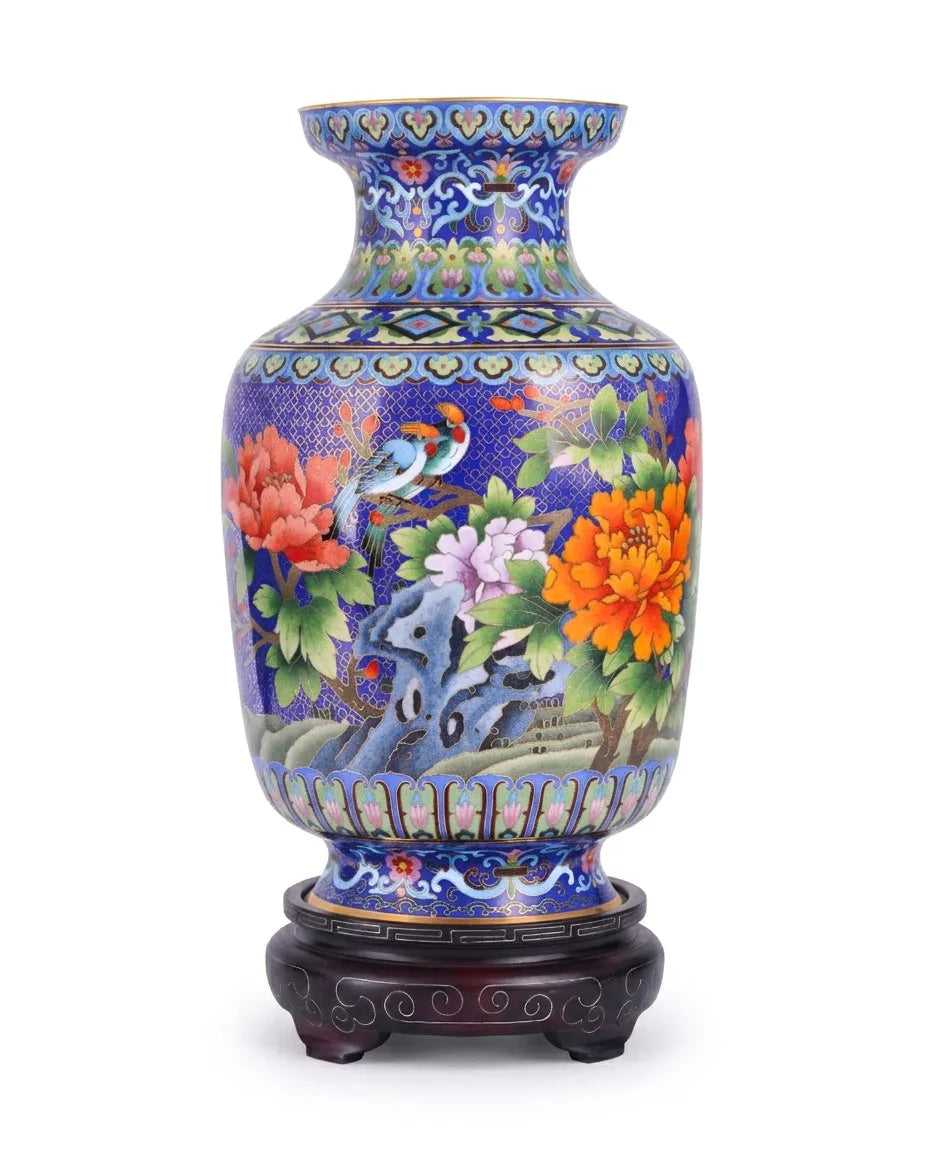Royal Cloisonne Gold-plated Copper Vase, Lantern Pattern, Masterpiece by Master Ding Minghong as an exquisite home decor and unique home gifts item