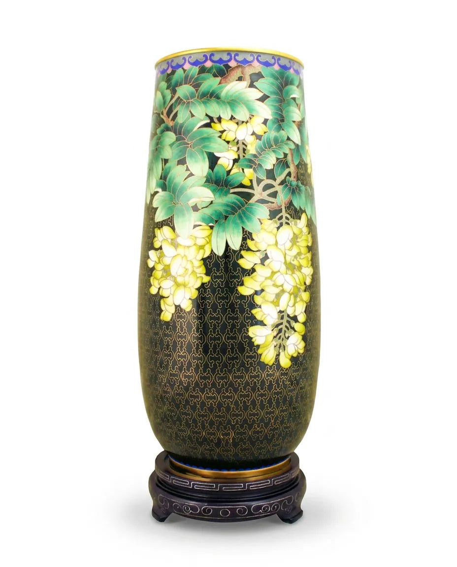 Royal Cloisonne Gold-plated Copper Vase, Locust Flower Pattern, Masterpiece by Master Dai Jialin as an exquisite home decor and unique home gifts item