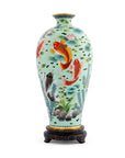 Royal Cloisonne Gold-plated Copper Vase, Fish Swimming Pattern, Masterpiece by Master Ding Minghong as an exquisite home decor and unique home gifts item