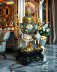 Royal Cloisonne Gold-plated Copper Oud Burner, Light Blue Interlocking Floral Pattern, Masterpiece by Master Liu Yongsen as an exquisite home decor and unique home gifts item