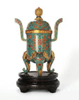 Royal Cloisonne Gold-plated Copper Oud Burner, Lotus Flower and Vine Pattern, Masterpiece by Master Liu Yongsen as an exquisite home decor and unique home gifts item