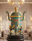 Royal Cloisonne Gold-plated Copper Oud Burner, Lotus Flower and Vine Pattern, Masterpiece by Master Liu Yongsen as an exquisite home decor and unique home gifts item