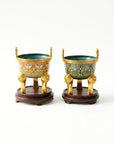 Royal Cloisonne Gold-plated Copper Oud Burner,Tiger and Beast Auspicious Pattern, Masterpiece by Master Liu Yongsen as an exquisite home decor and unique home gifts item