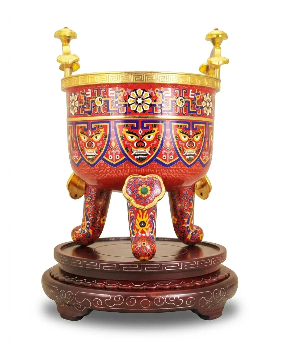Royal Cloisonne Gold-plated Copper Oud Burner, Qiankun Ruyi Pattern, Masterpiece by Master Liu Yongsen as an exquisite home decor and unique home gifts item