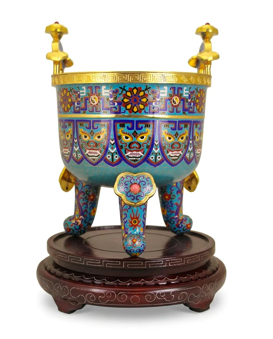 Royal Cloisonne Gold-plated Copper Oud Burner, Qiankun Ruyi Pattern, Masterpiece by Master Liu Yongsen as an exquisite home decor and unique home gifts item